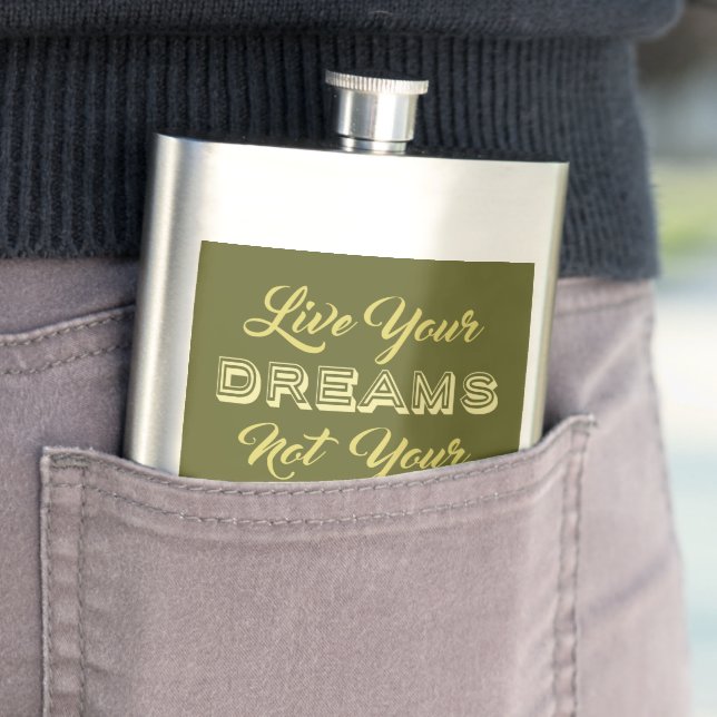 Live Your Dream individuelle Name & Color Flask Flachmann (Beispiel)
