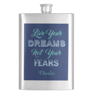 Live Your Dream individuelle Name & Color Flask Flachmann