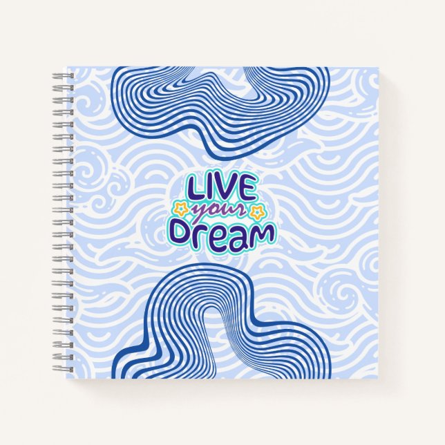 Live Your Dream - Motivational Blue  Notizbuch (Vorderseite)