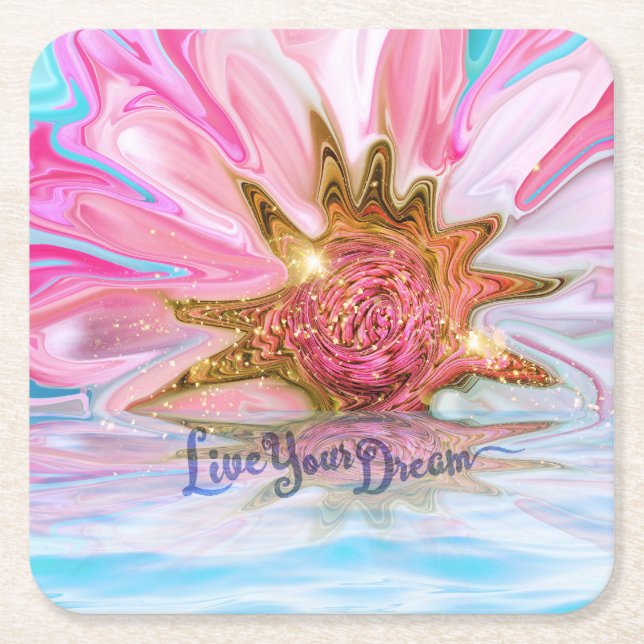 Live Your Dream - Rose Blume Power Rechteckiger Pappuntersetzer (Vorderseite)