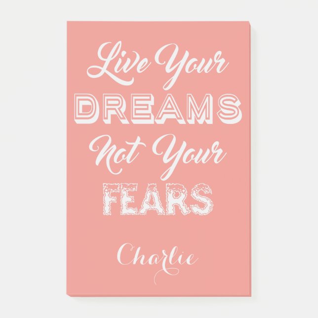 Live your Dreams individuelle Name & color Post-It Klebezettel (Vorderseite)