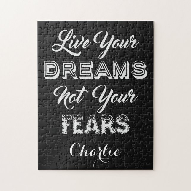 Live Your Dreams individuelle Name & Color Puzzle (Vertikal)
