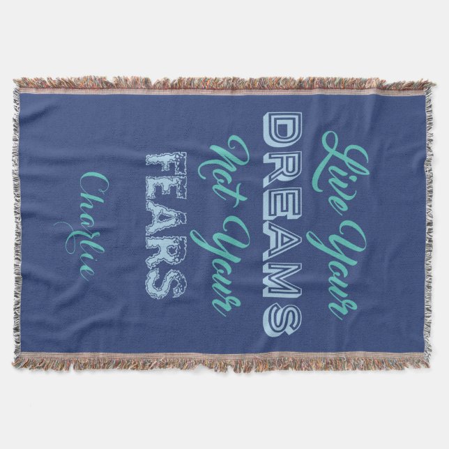 Live Your Dreams individuelle Name & Farbe werfen  Decke (Vorderseite)