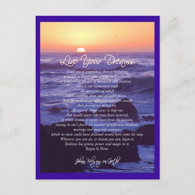 Live Your Dreams Postcard Postkarte (Vorderseite)