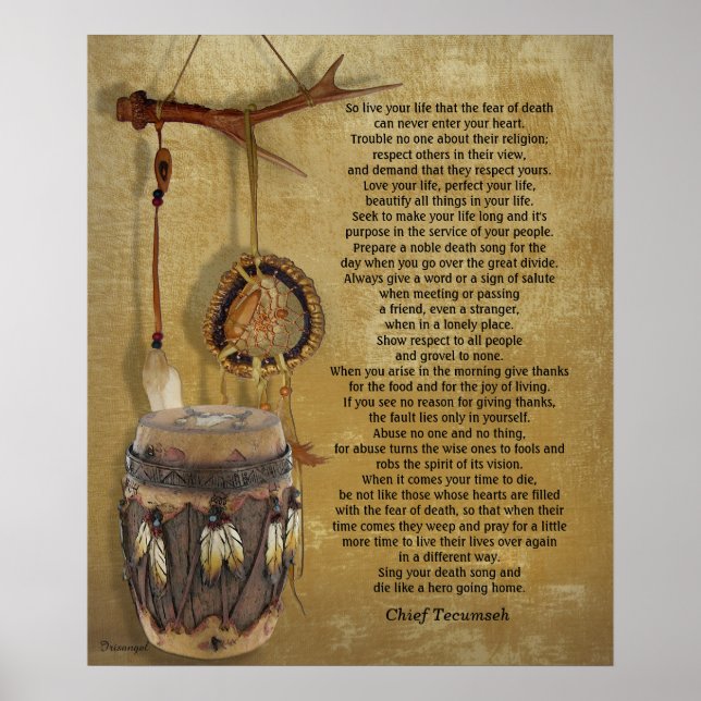"Live your life" Tecumseh Dreamcatcher and Drum Poster (Vorne)