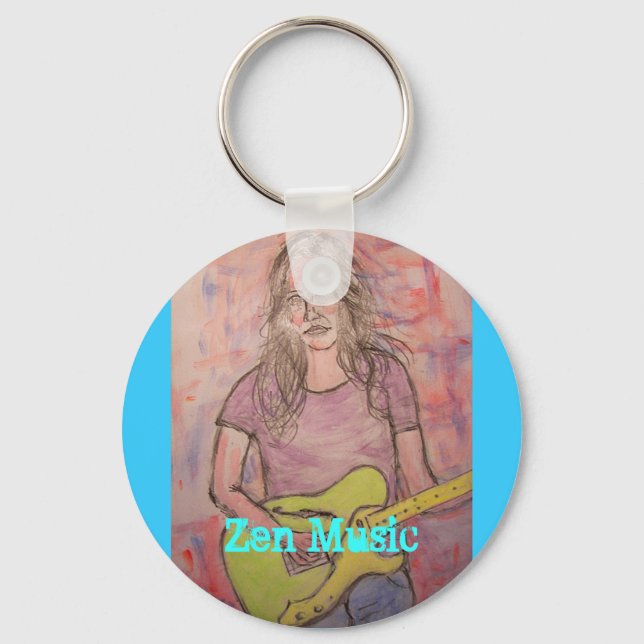 Live Zen Music Girl Sketch Schlüsselanhänger (Vorderseite)