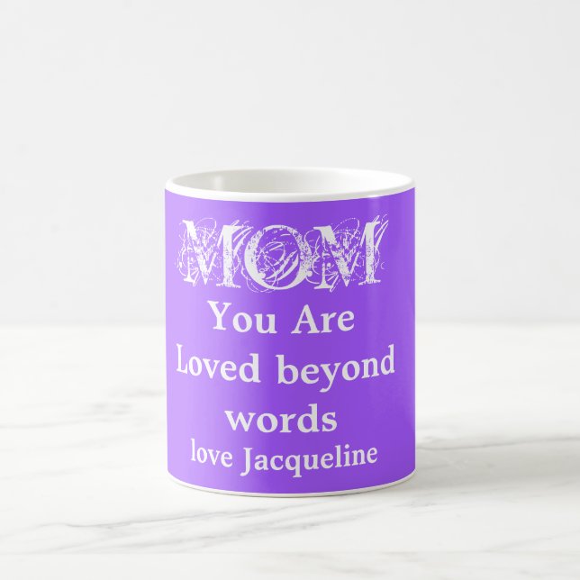 Lived Beyond Words Mama, Lila-weiß Personalisiert Kaffeetasse (Mittel)