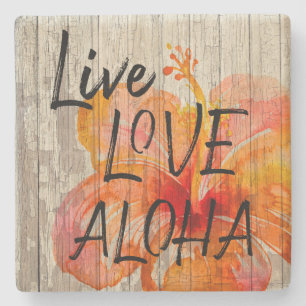 LiveLiebe-Aloha Hibiskus-Strand-Zeichen Steinuntersetzer