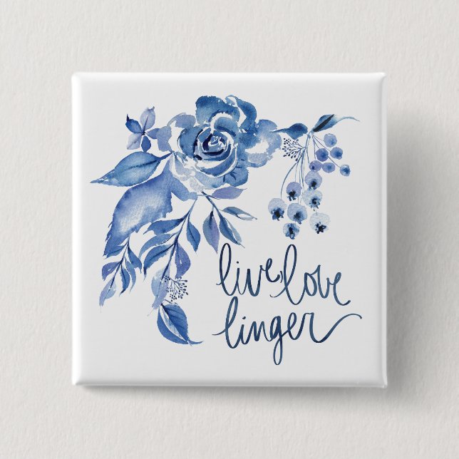 LiveLiebe bleiben Blumen | blaue Rose zurück Button (Vorderseite)