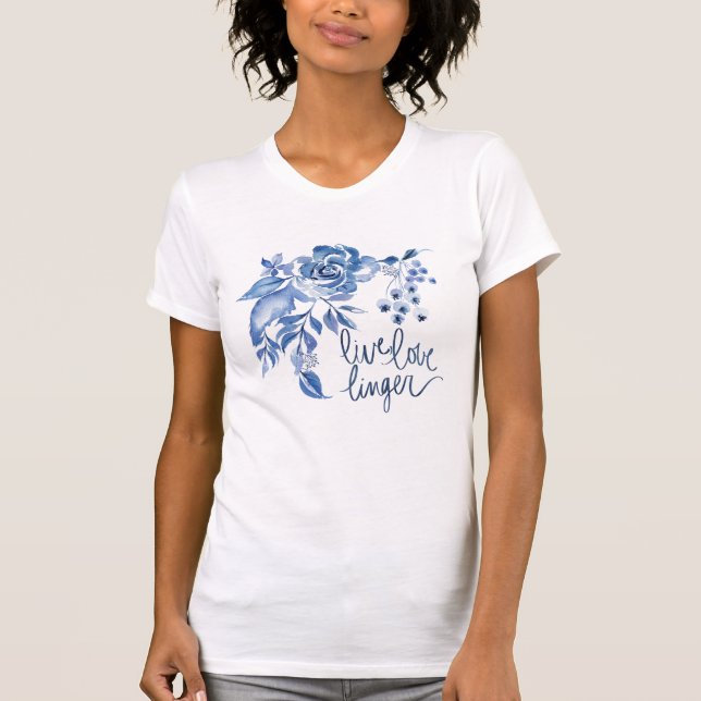 LiveLiebe bleiben Blumen | blaue Rose zurück T-Shirt (Vorderseite)