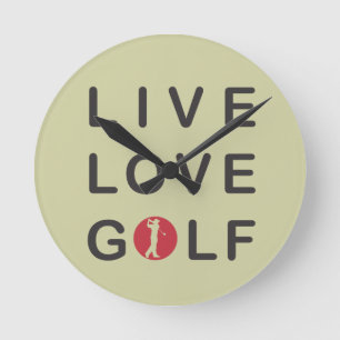 LiveLiebe-Golf, das rotes Schwarzes Golf spielt Runde Wanduhr