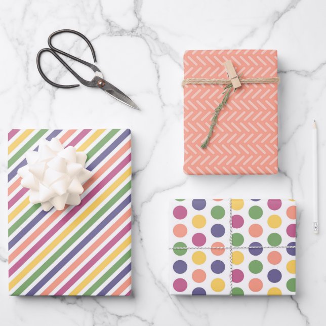 Lively Orange, Green, Yellow, Pink, Blue Combo Geschenkpapier Set (Vorderseite)