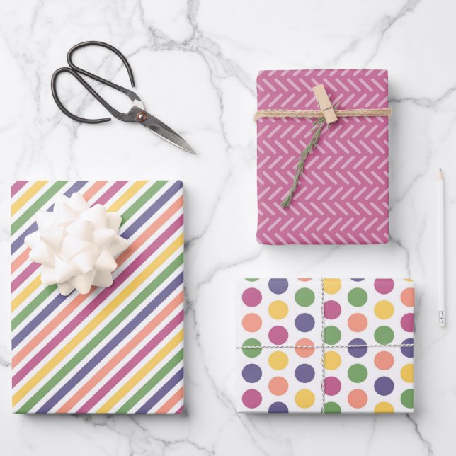 Lively Pink, Yellow, Green, Blue, Orange Combo Geschenkpapier Set (Vorderseite)