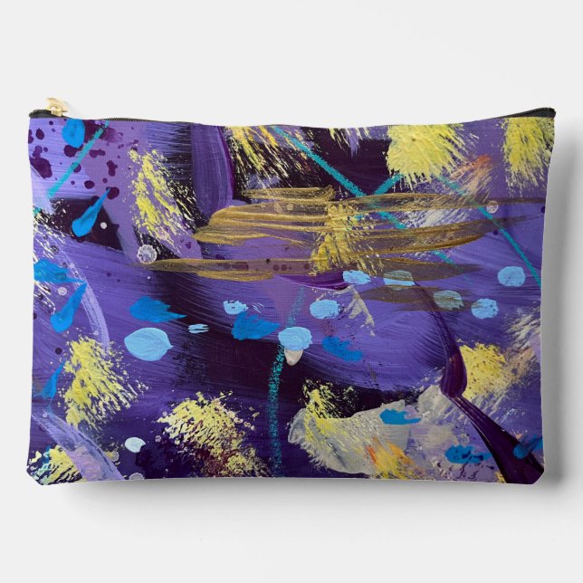Lively, purple, blue, and gold abstract art  zubehörtasche (Vorderseite)