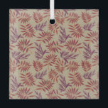 Lively Red and Purple Leaf Motifs on Neutral Beige Ornament Aus Glas<br><div class="desc">Pattern of red and purple leaf designs on a beige background. The bold,  intricate leaves create a lively and dynamic contrast,  evoking a tropical feel.</div>