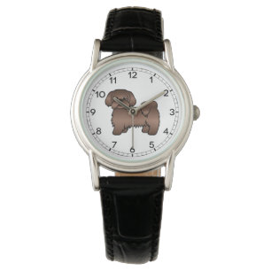 Liver Brown Shih Tzu Niedlicher Cartoon Dog Illust Armbanduhr