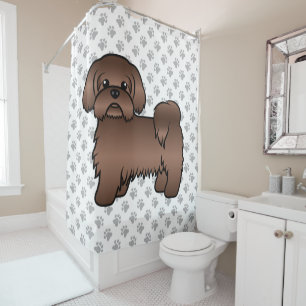 Liver Brown Shih Tzu Niedlicher Cartoon Dog Illust Duschvorhang