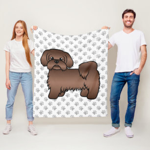 Liver Brown Shih Tzu Niedlicher Cartoon Dog Illust Fleecedecke