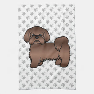 Liver Brown Shih Tzu Niedlicher Cartoon Dog Illust Geschirrtuch