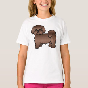 Liver Brown Shih Tzu Niedlicher Cartoon Dog Illust T-Shirt