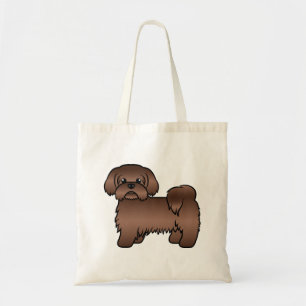 Liver Brown Shih Tzu Niedlicher Cartoon Dog Illust Tragetasche