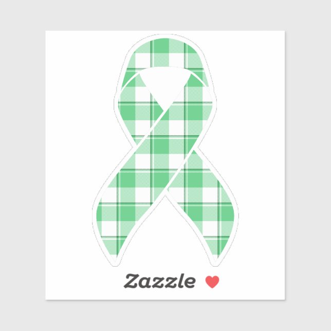 Liver Cancer Awareness Plaid Green Ribbon Aufkleber (Blatt)