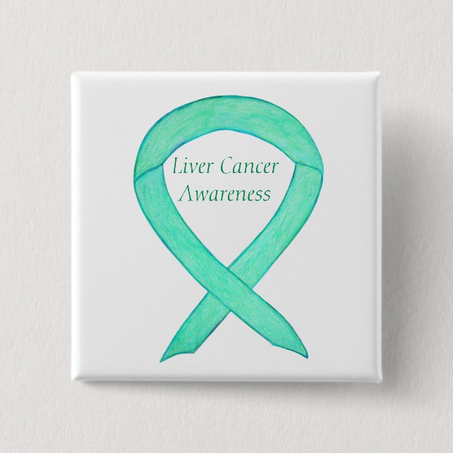 Liver Cancer Jade Awareness Ribbon Art Button (Vorderseite)