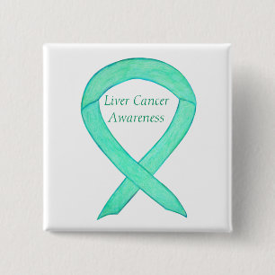 Liver Cancer Jade Awareness Ribbon Art Button