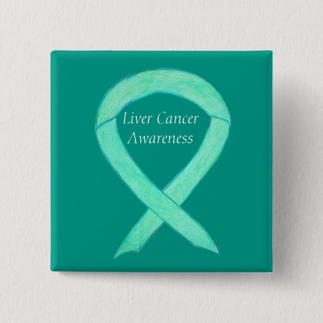Liver Cancer Jade Awareness Ribbon Art Button (Vorderseite)