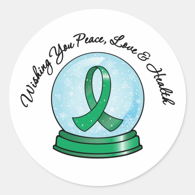 Liver Cancer Ribbon Frohe Weihnachtsschneeflobe Runder Aufkleber (Vorderseite)