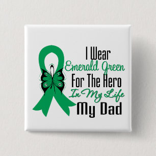 Liver Cancer Ribbon Hero Mein Vater Button