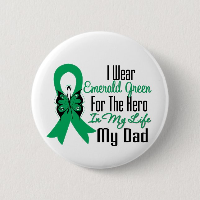 Liver Cancer Ribbon Hero Mein Vater Button (Vorderseite)