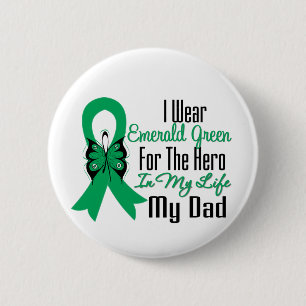 Liver Cancer Ribbon Hero Mein Vater Button