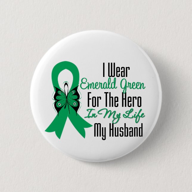Liver Cancer Ribbon Hero My Husband Button (Vorderseite)