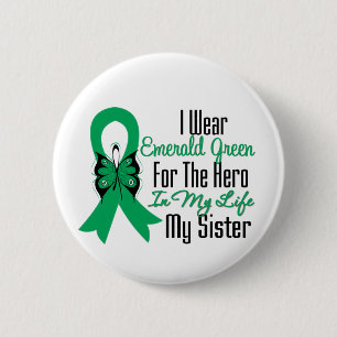 Liver Cancer Ribbon Hero My Sister Button