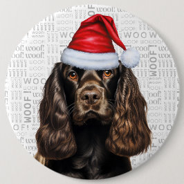 Liver Cocker Spanel Santa Dog Hintergrund Button
