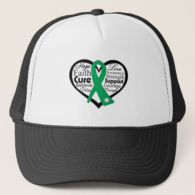 Liver Disease Heart Ribbon Truckerkappe (Vorderseite)