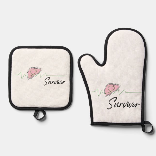 Liver Transplant Recipient Survivor Recovery Gift Ofenhandschuh & Topflappen-Set (Vorderseite)