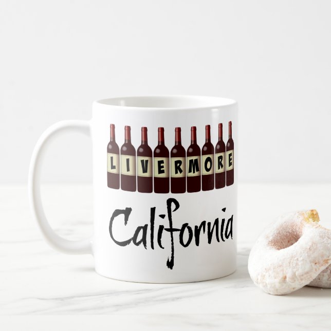 Livermore California Red Wine Bottles Tasting Fun Kaffeetasse (Mit Donut)