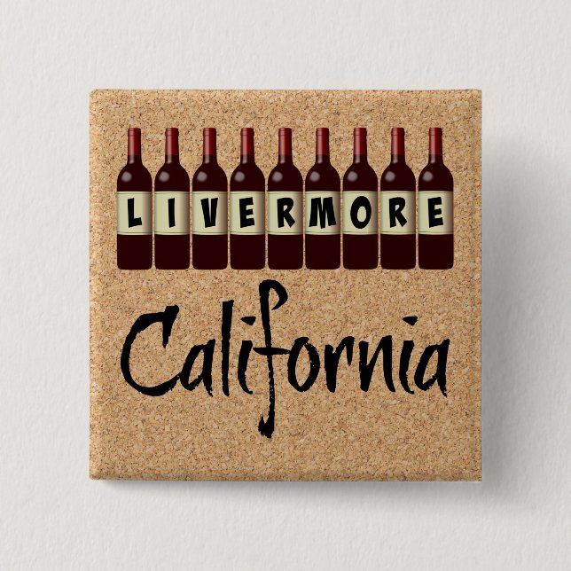 Livermore California Rote Weinflaschen Verkostung  Button (Vorderseite)