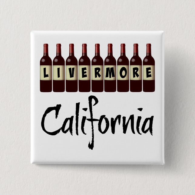 Livermore California Rote Weinflaschen Verkostung  Button (Vorderseite)