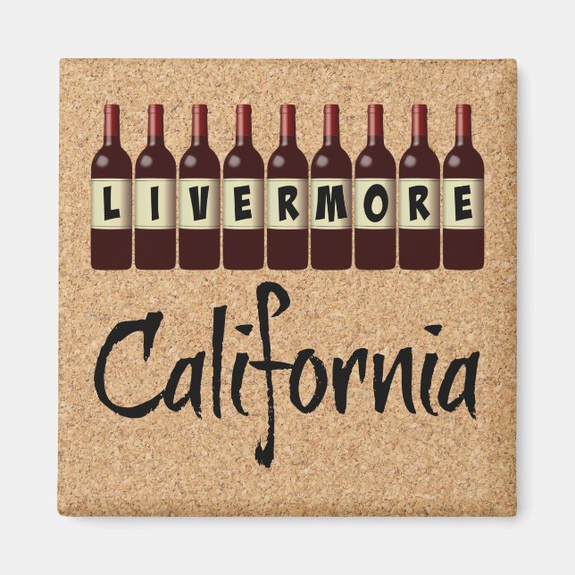 Livermore California Rote Weinflaschen Verkostung  Magnet (Vorne)