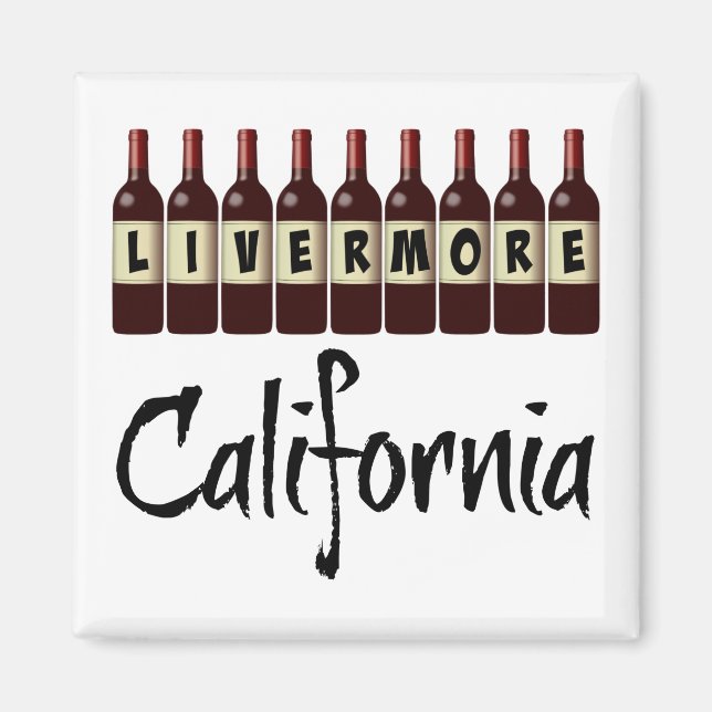 Livermore California Rote Weinflaschen Verkostung  Magnet (Vorne)