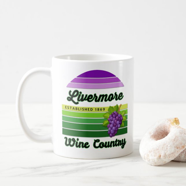 Livermore Wine Country Purple Green Stripes Grapes Kaffeetasse (Mit Donut)