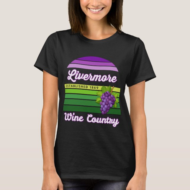 Livermore Wine Country Purple Green Stripes Grapes T-Shirt (Vorderseite)