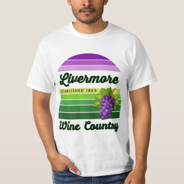 Livermore Wine Country Purple Green Stripes Grapes T-Shirt (Vorderseite)