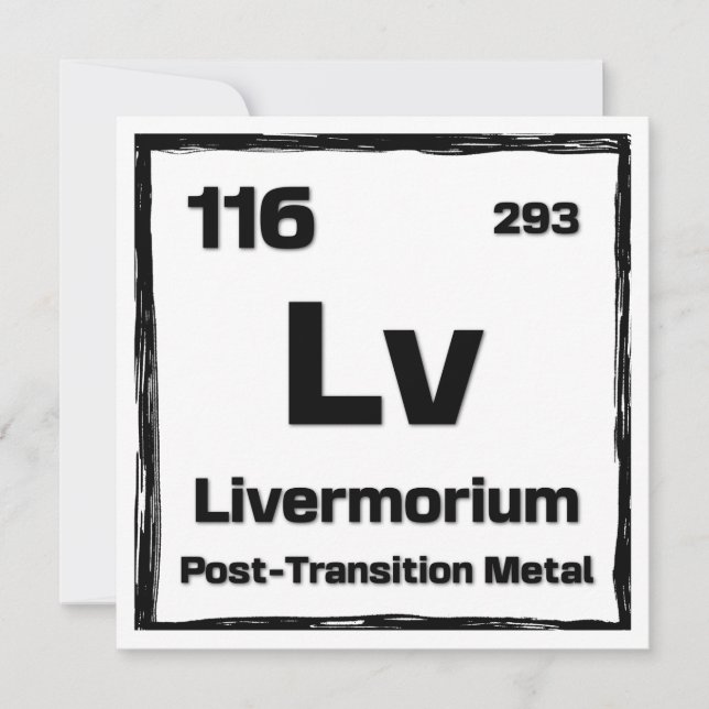 Livermorium (Lv) - Periodic Table of The Elements Karte (Vorderseite)