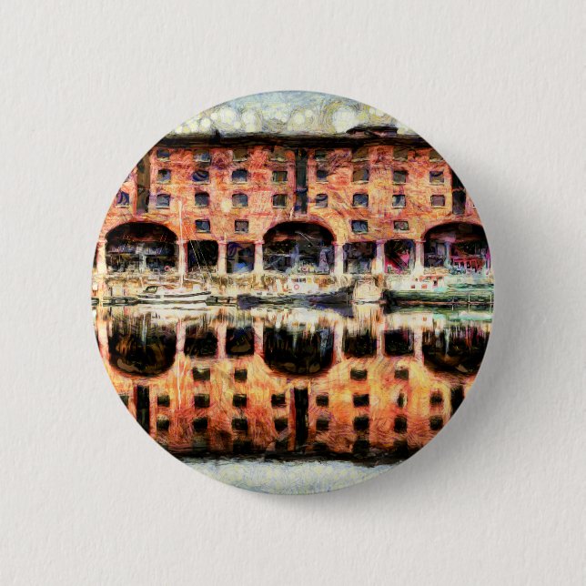 Liverpool Albert Dock Van Gogh Button (Vorderseite)