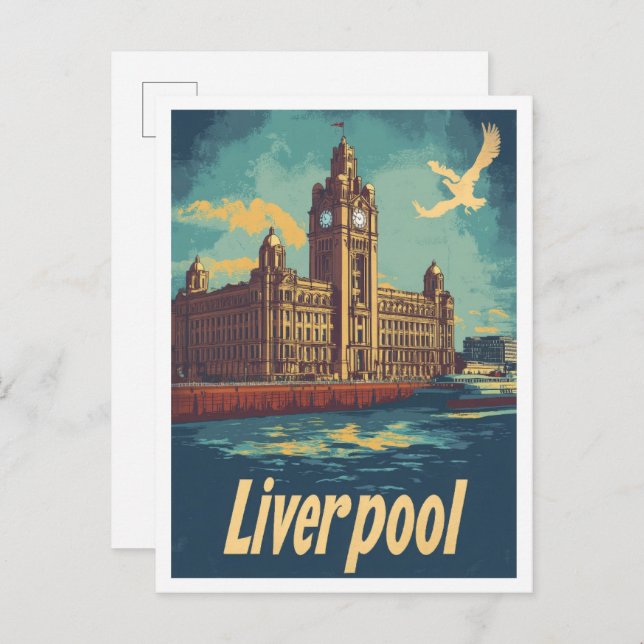 Liverpool England Art Vintage Reise Postkarte (Vorne/Hinten)