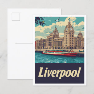 Liverpool England Kunst Vintage Reise Illustration Postkarte